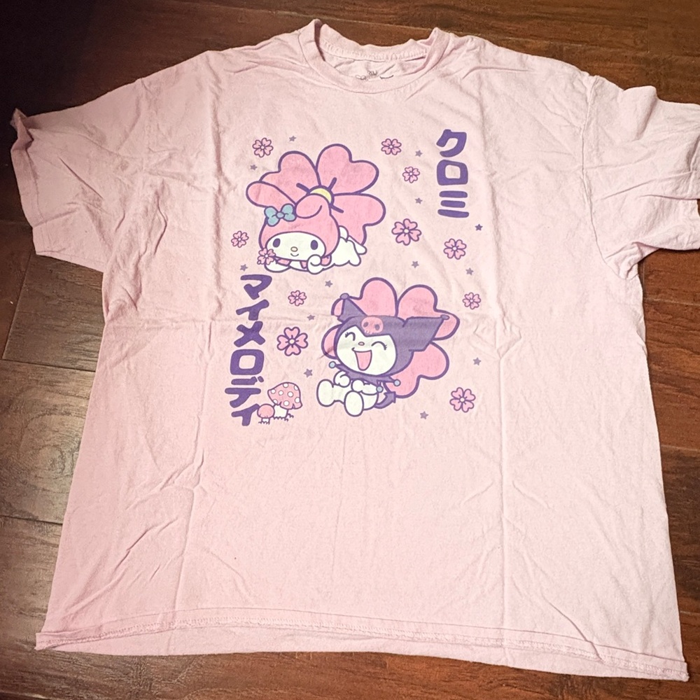 Kuromi & My Melody Pink T-Shirt Size LARGE